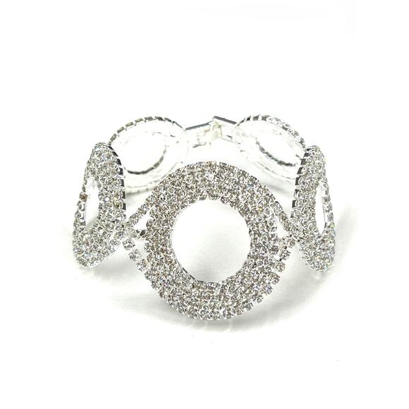 NEW Bracelet Clear Crystal Rhinestone Geometric Circle High End Jewelry J09 - Picture 1 of 5